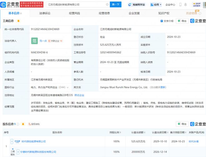寧德時代無錫新能源公司成立，深化布局供（配）電業(yè)務